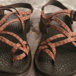 Size 8 Adjustable z Chacos orange grey and brown